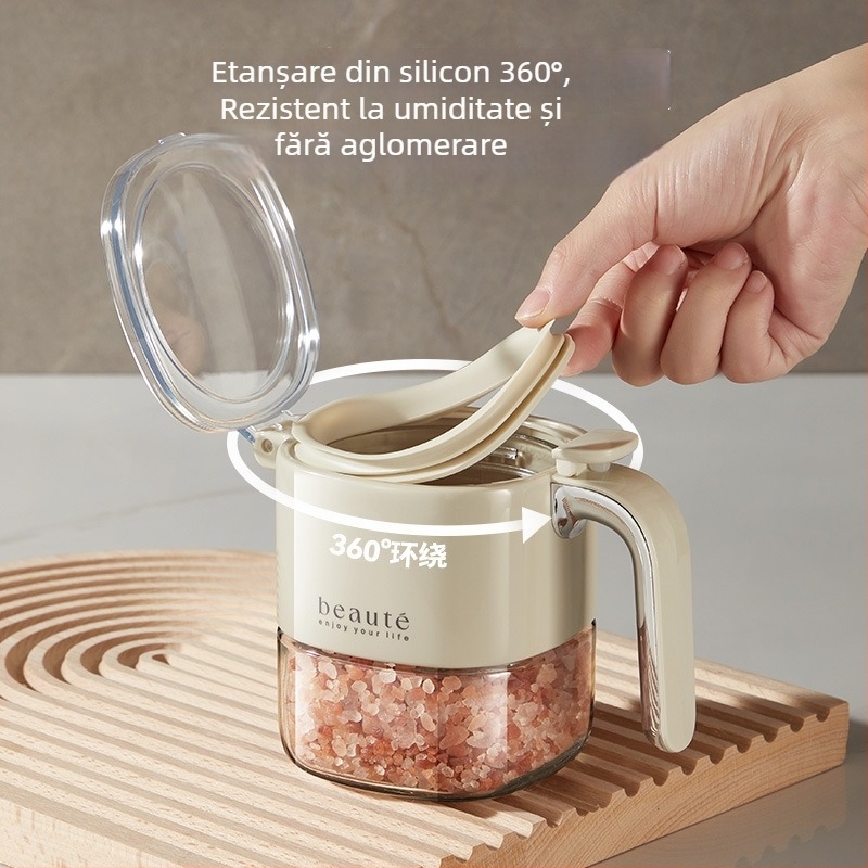 Set sticle de condimente din sticlă cu recipient etanș pentru ulei – condimente solide; lansare în 2023; stil luxos; calitate superioară