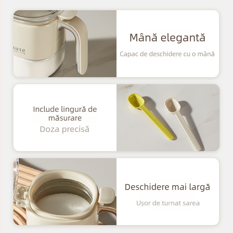 Set sticle de condimente din sticlă cu recipient etanș pentru ulei – condimente solide; lansare în 2023; stil luxos; calitate superioară