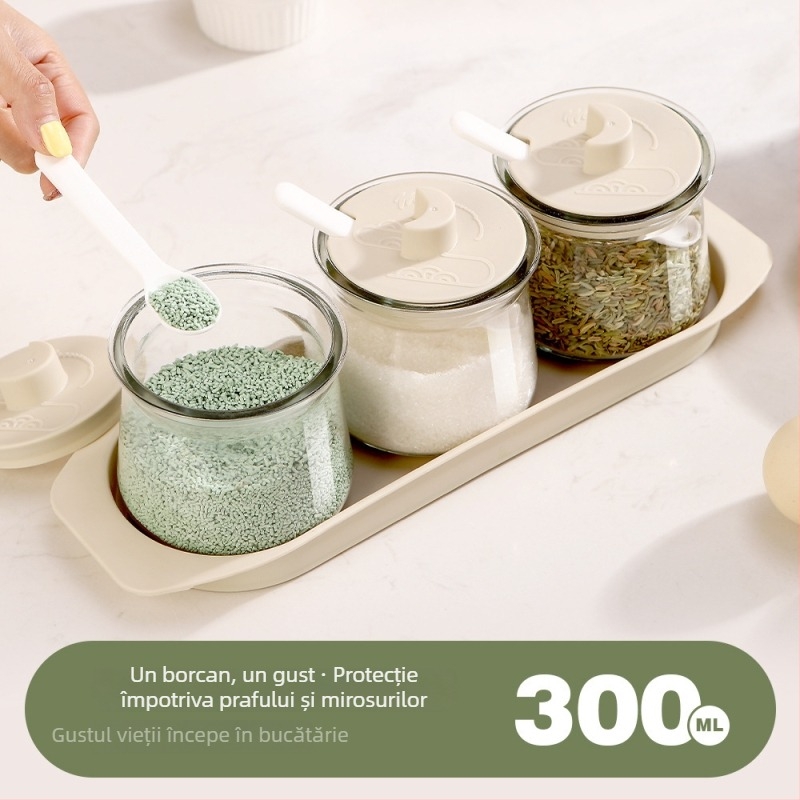 Set borcane de condimente din sticlă cu capac – 24 stiluri, pentru bucătărie, design minimalist modern