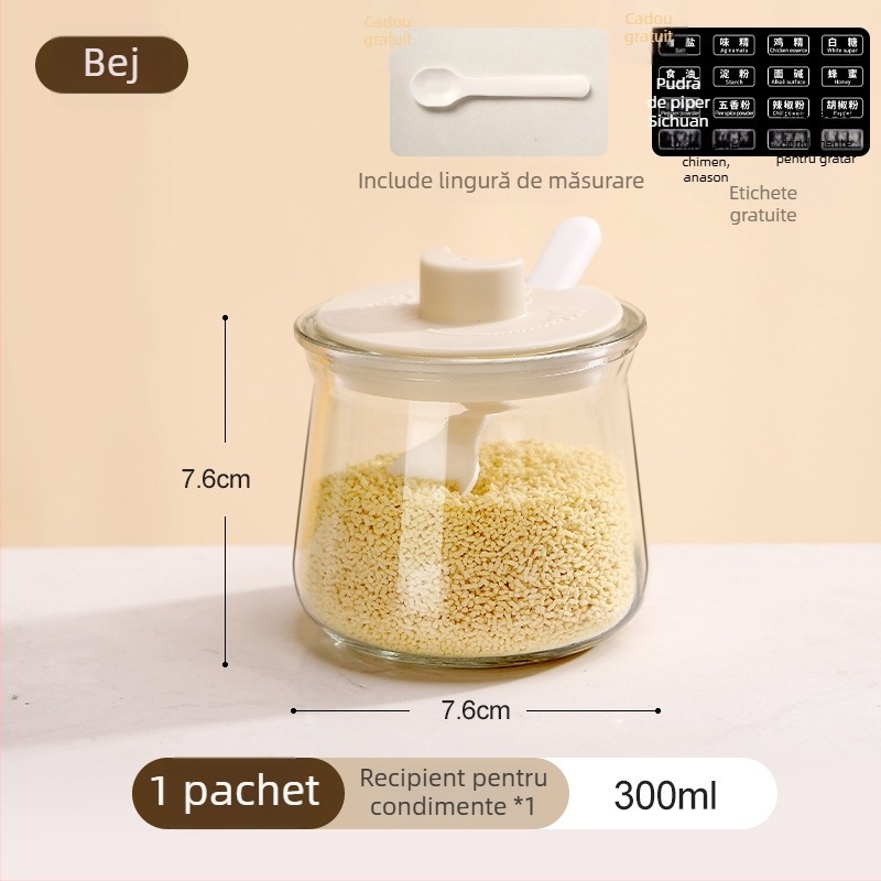 Set borcane de condimente din sticlă cu capac – 24 stiluri, pentru bucătărie, design minimalist modern