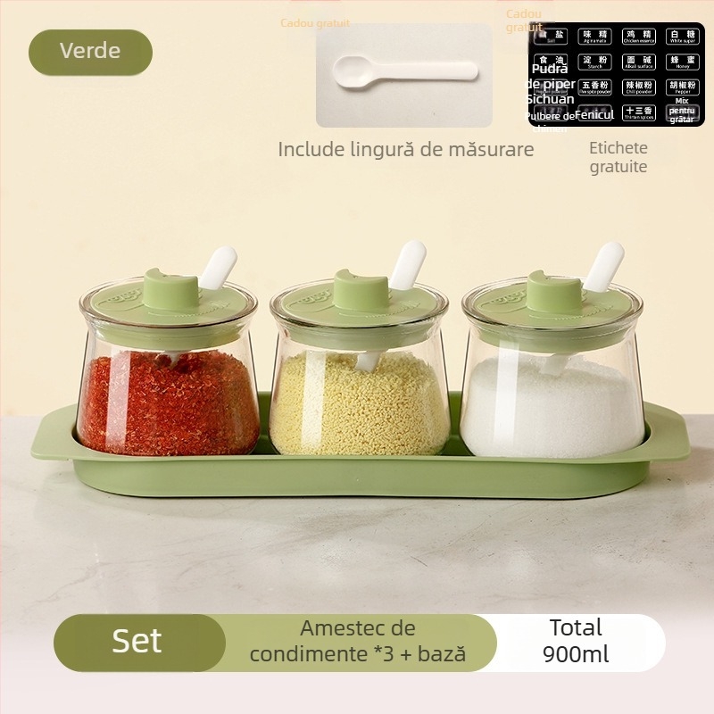 Set borcane de condimente din sticlă cu capac – 24 stiluri, pentru bucătărie, design minimalist modern