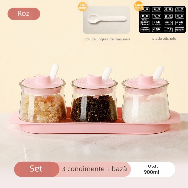 Set borcane de condimente din sticlă cu capac – 24 stiluri, pentru bucătărie, design minimalist modern