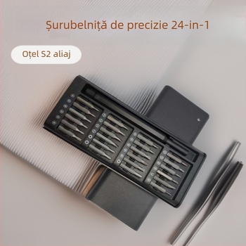 Set de șurubelnițe magnetice 24-in-1, pentru reparări telefoane mobile, oțel S2, 192 g