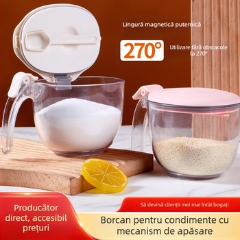 AIVEMA Casetă magnetică pentru condimente cu linguriță, din plastic, stil modern