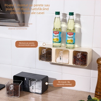 Set de recipiente pentru condimente din plastic – condimente solide – stil minimalist modern – calitate Premium – lansat în iarna 2023