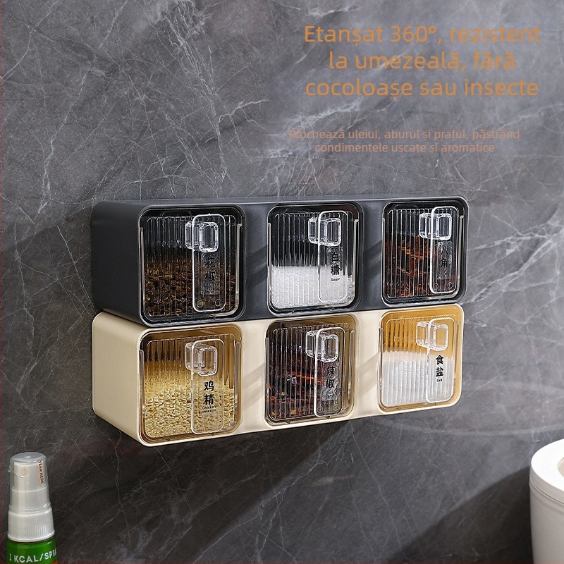 Set de recipiente pentru condimente din plastic – condimente solide – stil minimalist modern – calitate Premium – lansat în iarna 2023