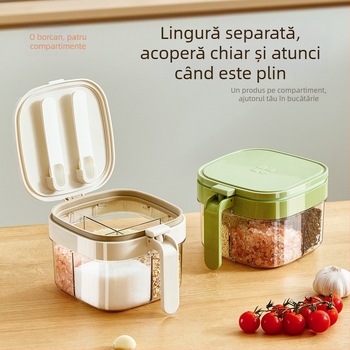 Jianjia cutie sigilată pentru condimente, cu design cu mai multe compartimente, din plastic, pentru condimente solide, lansare în 2025