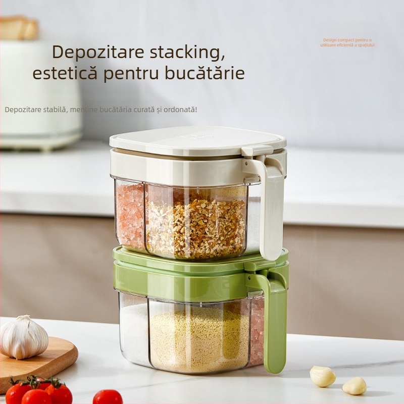 Jianjia cutie sigilată pentru condimente, cu design cu mai multe compartimente, din plastic, pentru condimente solide, lansare în 2025