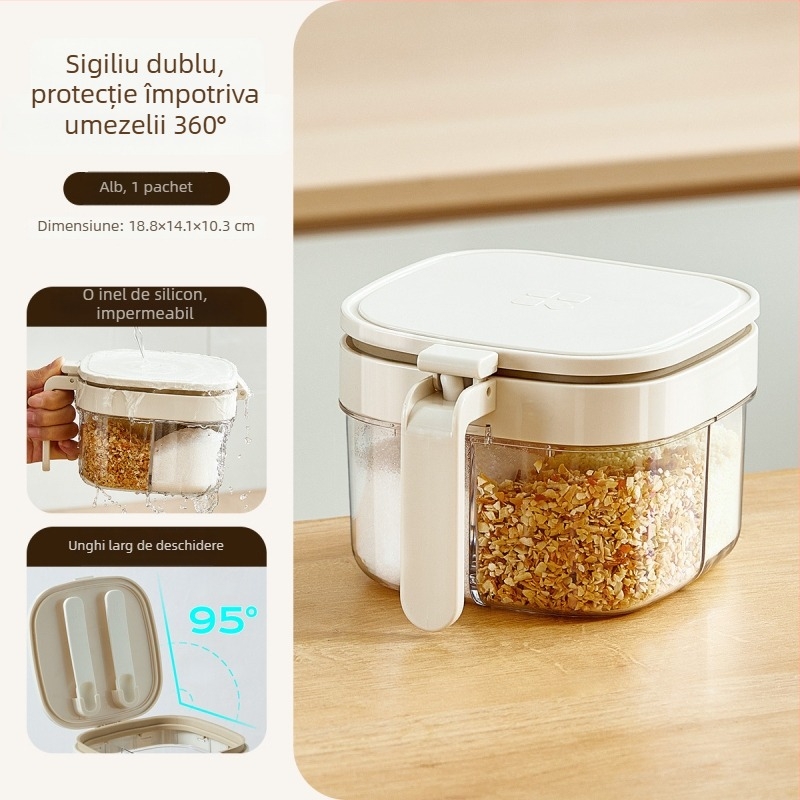 Jianjia cutie sigilată pentru condimente, cu design cu mai multe compartimente, din plastic, pentru condimente solide, lansare în 2025
