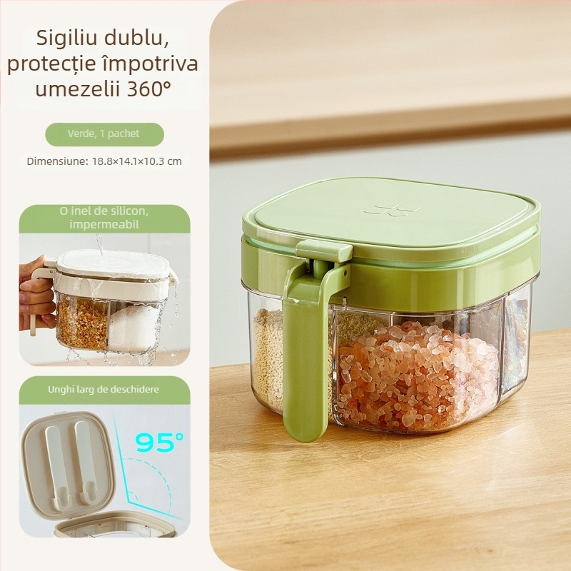 Jianjia cutie sigilată pentru condimente, cu design cu mai multe compartimente, din plastic, pentru condimente solide, lansare în 2025