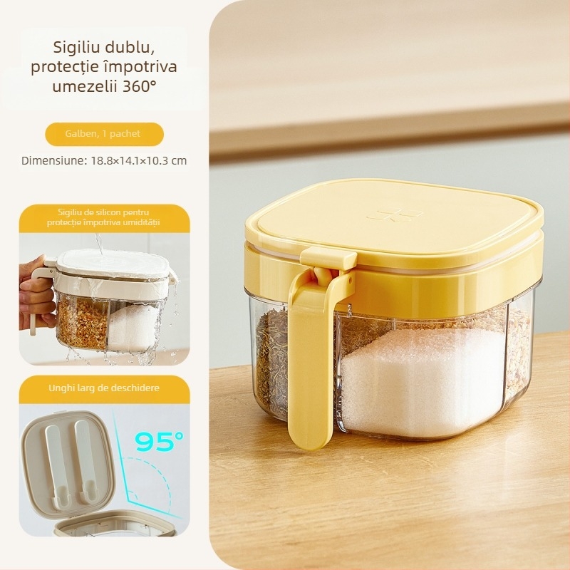 Jianjia cutie sigilată pentru condimente, cu design cu mai multe compartimente, din plastic, pentru condimente solide, lansare în 2025