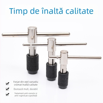 Set în formă de T pentru filete: reamer manual, cheie de filetat, mandrină pentru filete, disc conic cu dinți, 6 piese