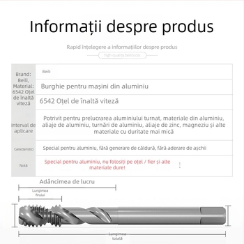 Bailey burghiu spiral pentru aluminiu pentru filetare la mașină