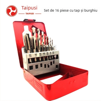 Tapus Set de 16 bucăți pentru filetare — bituri de găurit pentru filetare, precizie