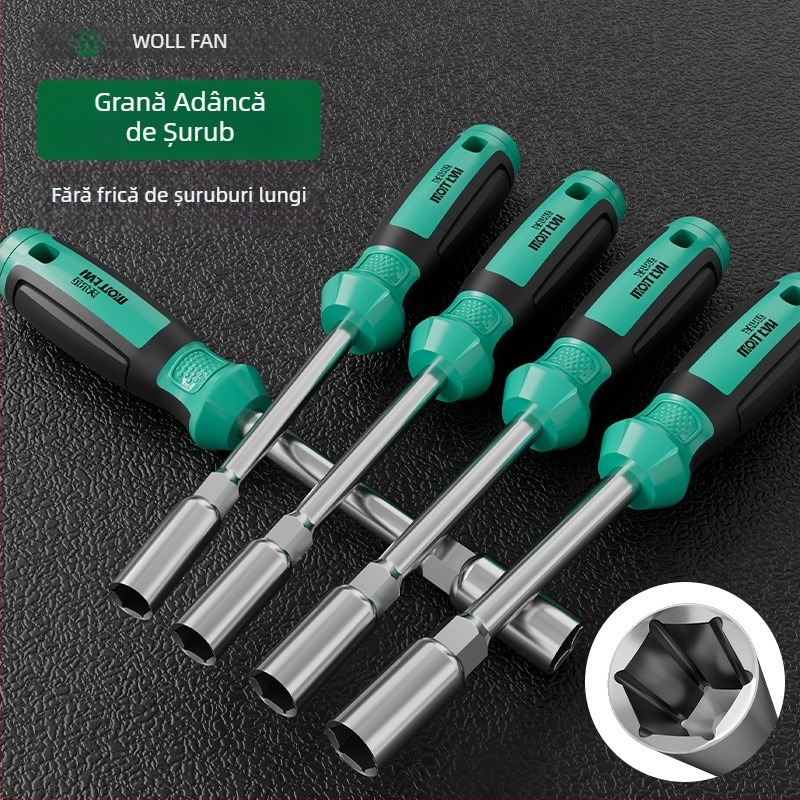 Set șurubelnițe cu soc hexagonal Walfan, cu extensie și unelte – oțel crom-vanadiu, 0,3 kg, set complet, include socuri pentru piulițe