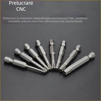 Bit magnetizat pentru șurubelniță, din oțel aliat S2, cap Plum Blossom, 3-10 mm, TT8-TT40