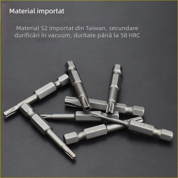 Bit magnetizat pentru șurubelniță, din oțel aliat S2, cap Plum Blossom, 3-10 mm, TT8-TT40