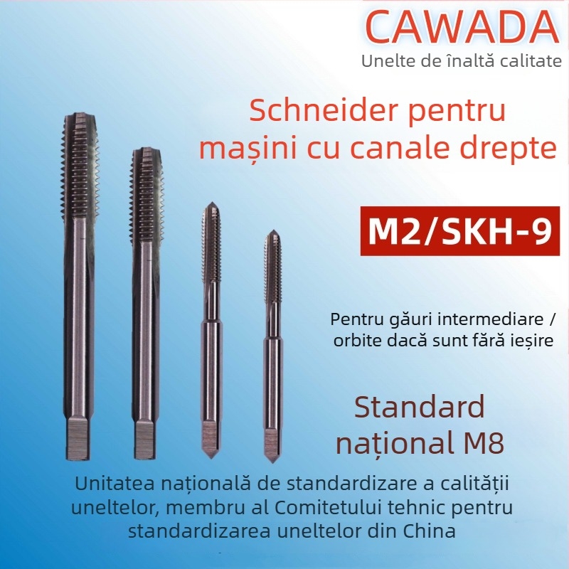 Filetator pentru mașină, canal drept, filet intern, format metric, oțel rapid