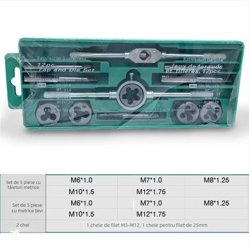 Set metric de tap și die, 40 de piese