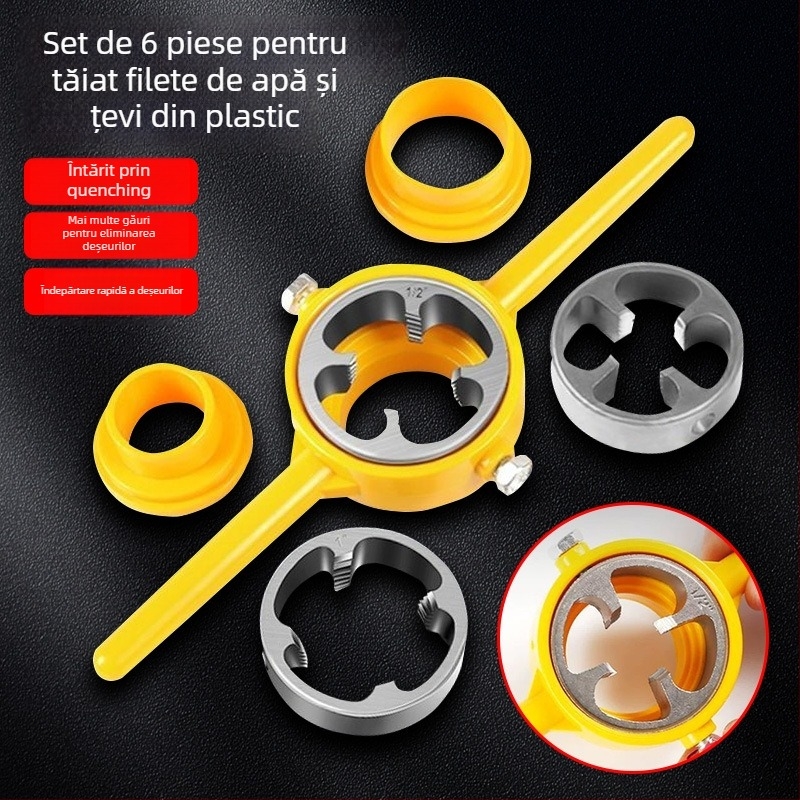 Set de matrițe pentru filetarea țevilor din plastic, pentru uz casnic, set de chei manual PVC