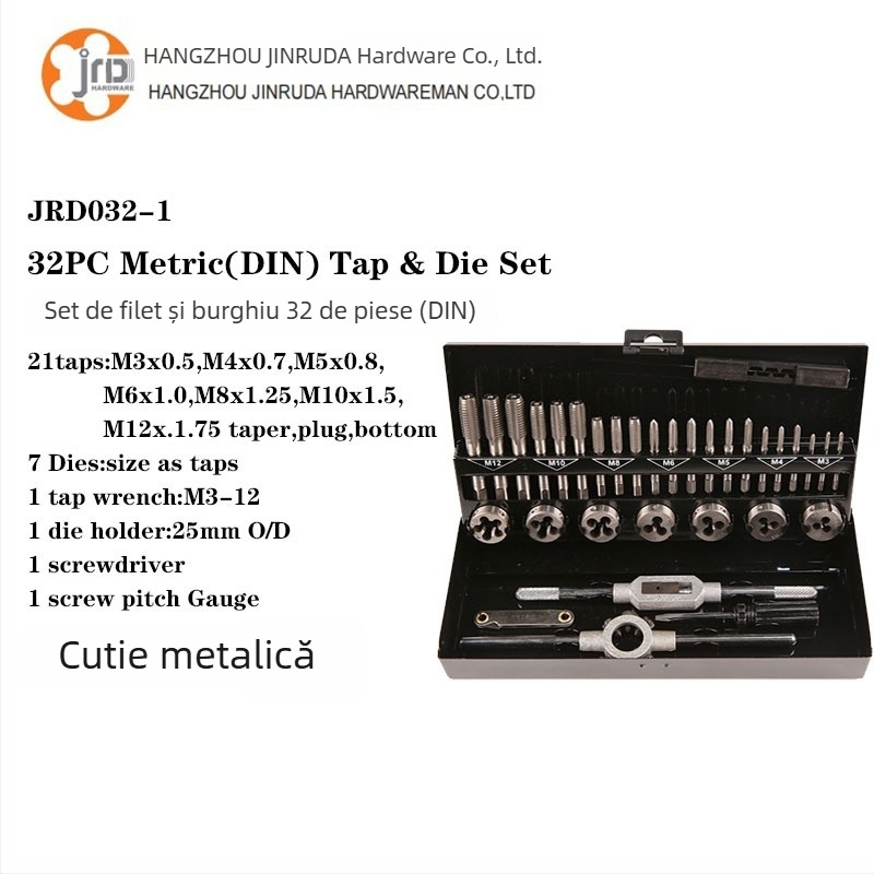 Jin Ruda set de 32 piese pentru filetare – unelte manuale
