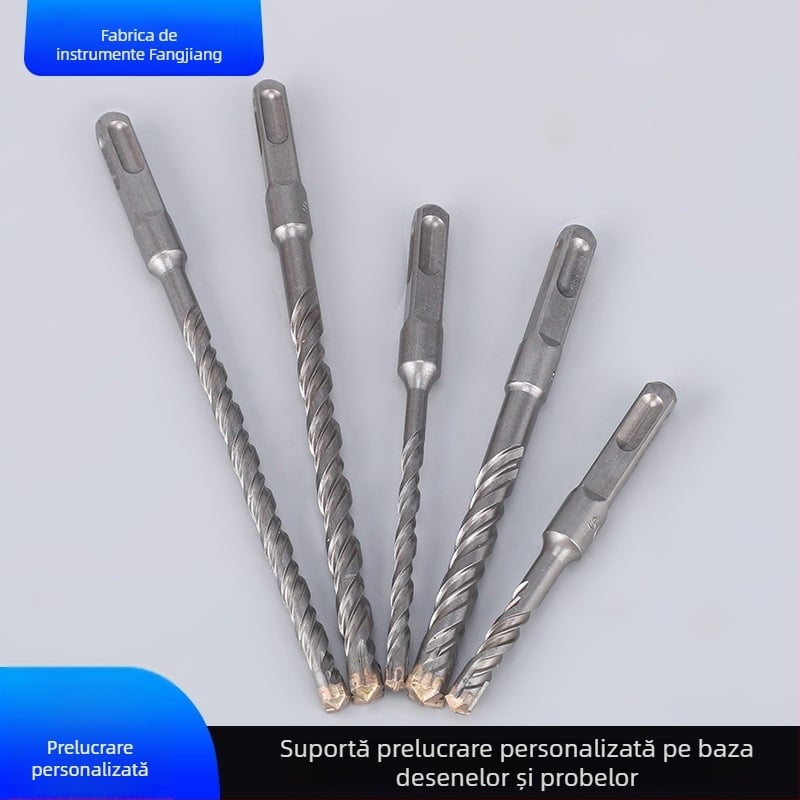 Burghiu de gaură cu cioc de lovire încrucișat, cu șa pătrată, personalizabil; potrivit pentru beton și pereți din ciment și cărămidă; material: oțel crom-40Cr, aliaj YG8