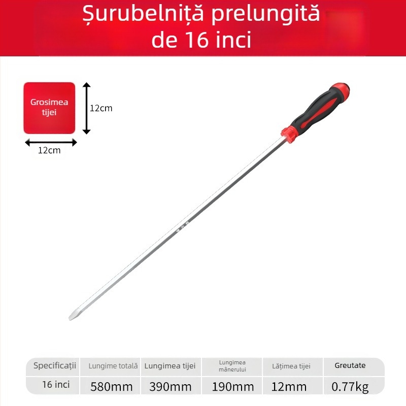 șurubelniță Phillips cu corp din plastic, mâner din oțel crom-vanadiu, cap cruce