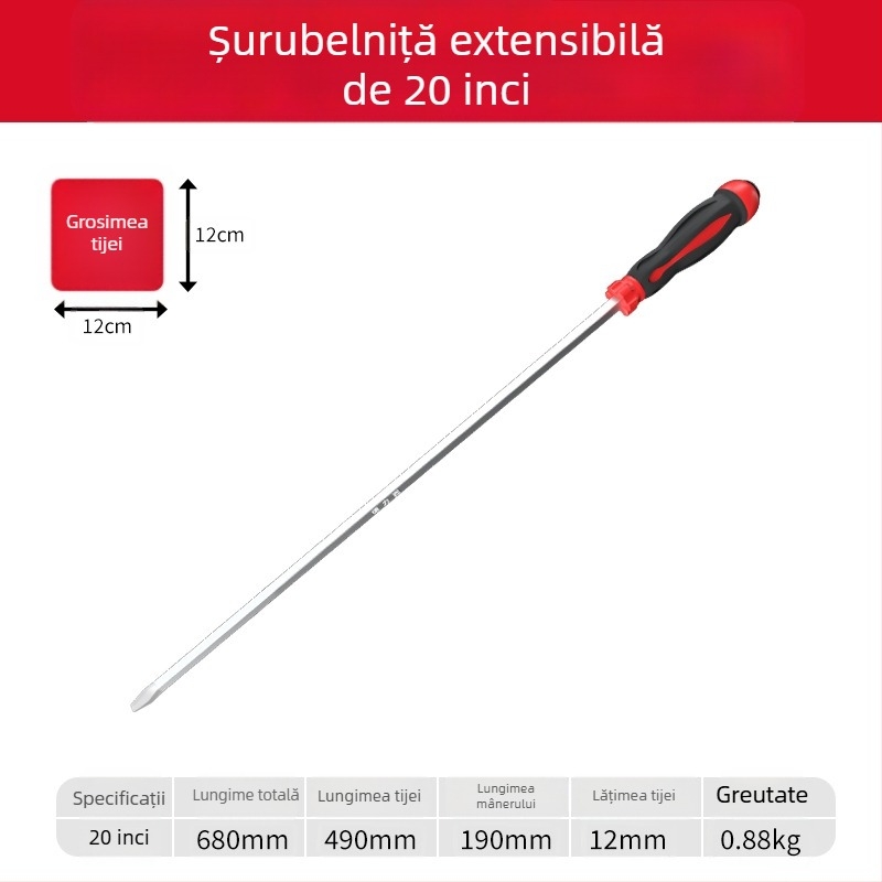 șurubelniță Phillips cu corp din plastic, mâner din oțel crom-vanadiu, cap cruce