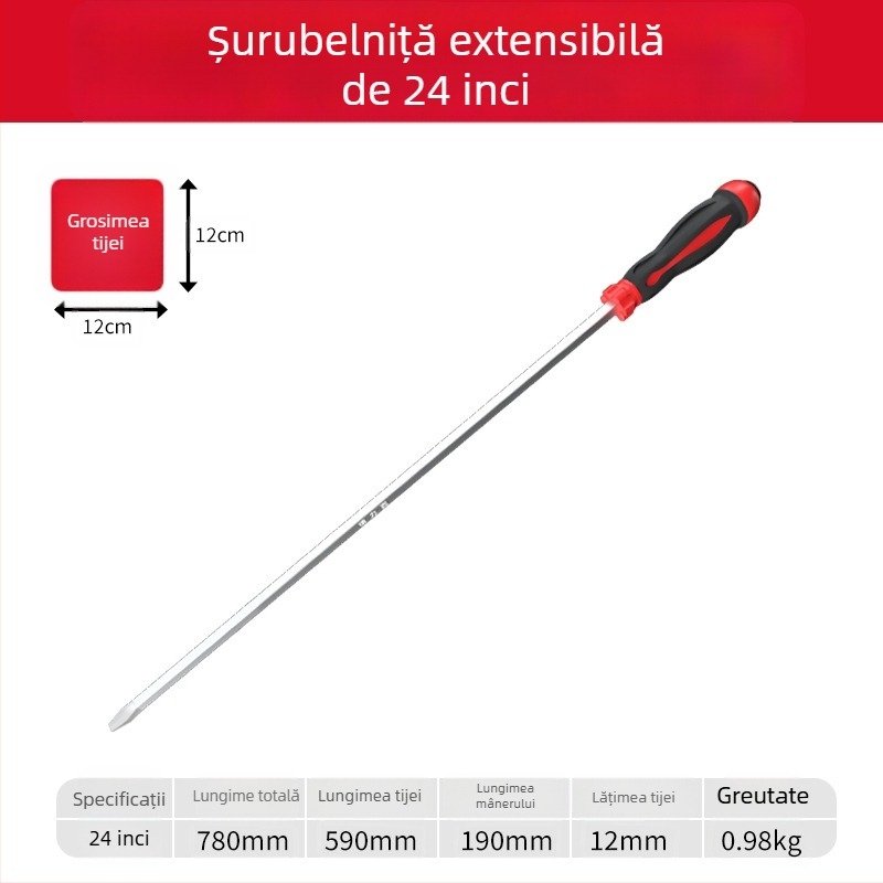 șurubelniță Phillips cu corp din plastic, mâner din oțel crom-vanadiu, cap cruce