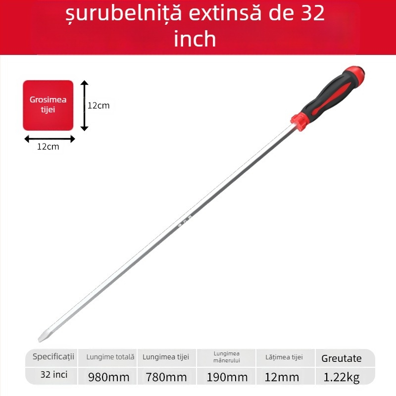 șurubelniță Phillips cu corp din plastic, mâner din oțel crom-vanadiu, cap cruce