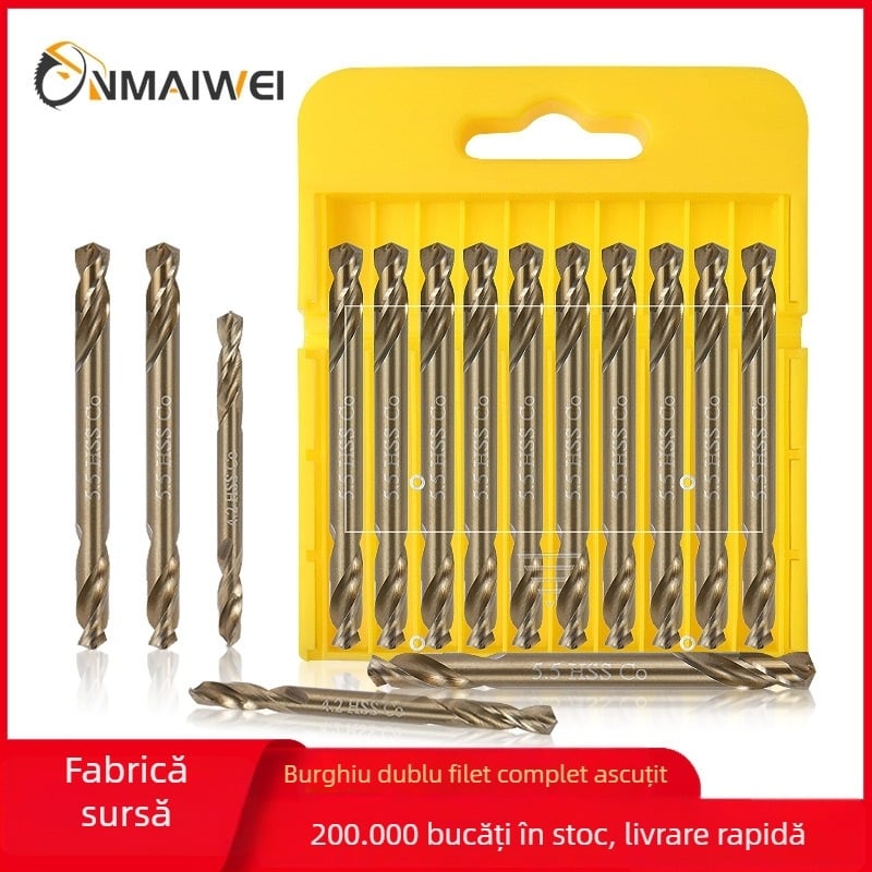 ONMAIWEI M35 cobalt HSS burghiu dublu cu tijă dreaptă, prindere cu trei gheare, pentru oțel inoxidabil