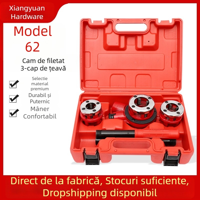 Set plăci cu balamale pentru țevi Type 62, placă cu 3 capete pentru țevi din oțel, zincate și din plastic