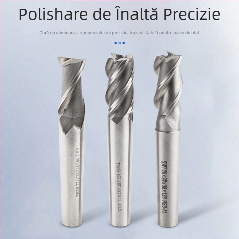 Freză verticală cu ax conic, oțel rapid, 2–4 palete, freză caneluri pentru chei, bază plată