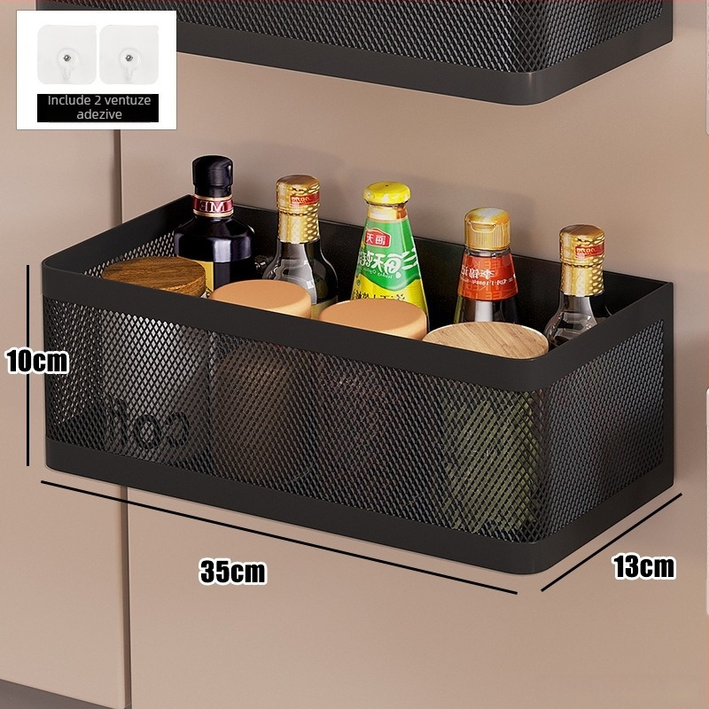 Raft de bucătărie montat pe perete pentru ceapă, ghimbir și usturoi — multifuncțional, din oțel cu conținut de carbon, stil modern minimalist