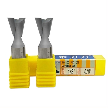 Freză laterală din carbură pentru lemn, tip dovetail, diametru 1/4", 2 fluturi, mandrină Ø3/8", adâncime maximă de tăiere 30 mm