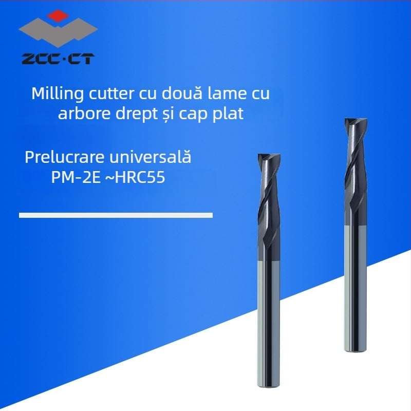 Zhuzhou Diamond PM-2E-D8.0 Ax drept, freză cu două caneluri, cap plat, carburi solide