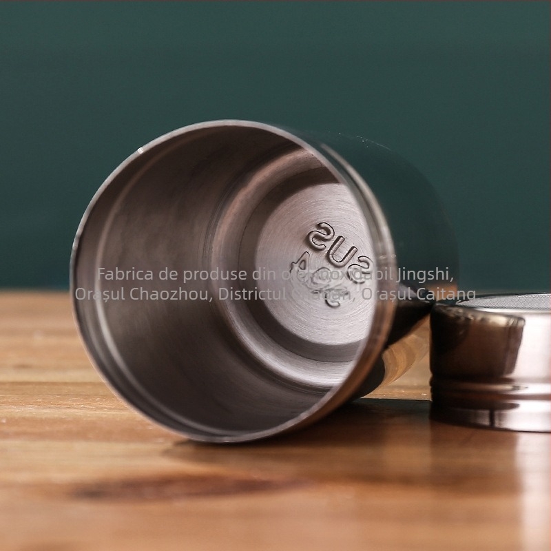 Borcan pentru condimente din oțel inoxidabil cu capac dens din plasă, borcan pentru pudră de piper din oțel 304 pentru condimente solide, imprimare logo și etichetă privată