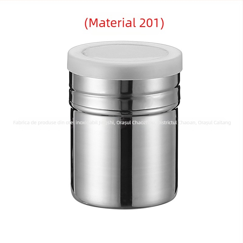 Borcan pentru condimente din oțel inoxidabil cu capac dens din plasă, borcan pentru pudră de piper din oțel 304 pentru condimente solide, imprimare logo și etichetă privată