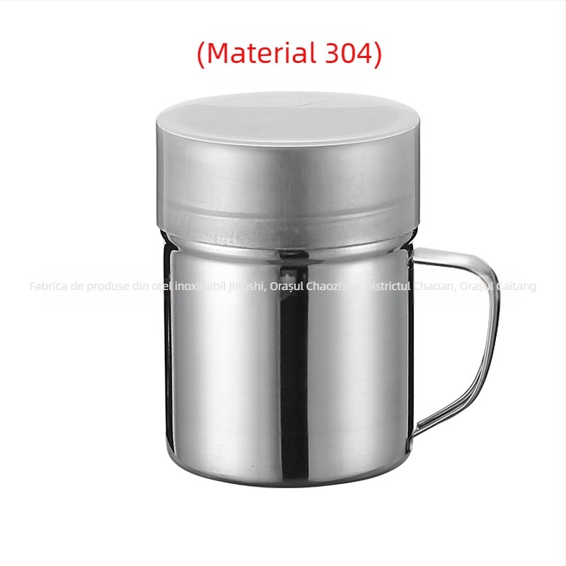 Borcan pentru condimente din oțel inoxidabil cu capac dens din plasă, borcan pentru pudră de piper din oțel 304 pentru condimente solide, imprimare logo și etichetă privată