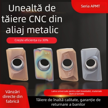 Inserție pentru strung CNC APMT1604/1135, rază R0,8, pentru oțel inoxidabil de înaltă rezistență, diamant cu umăr pătrat (APMT1604PDER-H2 VP15TF)
