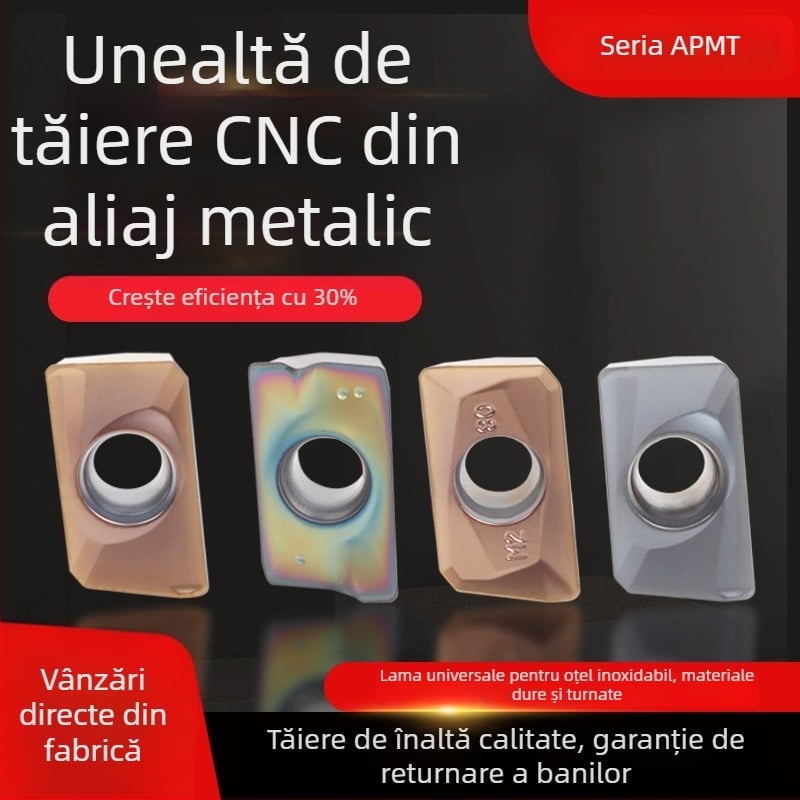Inserție pentru strung CNC APMT1604/1135, rază R0,8, pentru oțel inoxidabil de înaltă rezistență, diamant cu umăr pătrat (APMT1604PDER-H2 VP15TF)