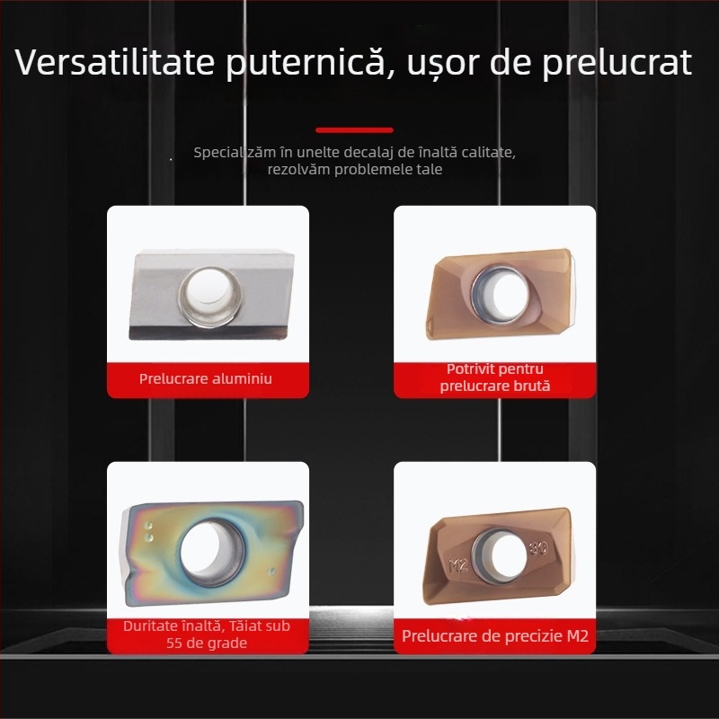 Inserție pentru strung CNC APMT1604/1135, rază R0,8, pentru oțel inoxidabil de înaltă rezistență, diamant cu umăr pătrat (APMT1604PDER-H2 VP15TF)