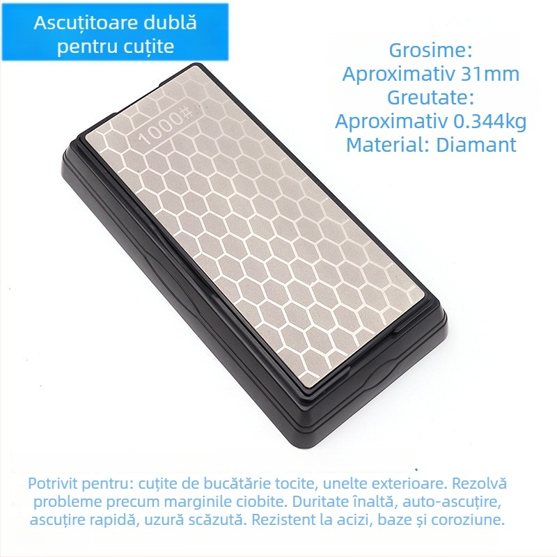 Piatră de ascuțit diamantată, dublu-față, cu suprafață fagure pentru cuțite de bucătărie și cuțite pentru os
