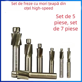 Freză conică HSS, set 5 buc., pentru oțel și aluminiu, unealtă cu fund plat
