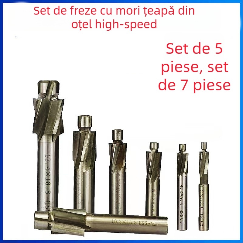 Freză conică HSS, set 5 buc., pentru oțel și aluminiu, unealtă cu fund plat