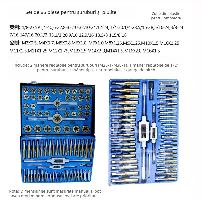 Set de filete din oțel titan, 86 de piese