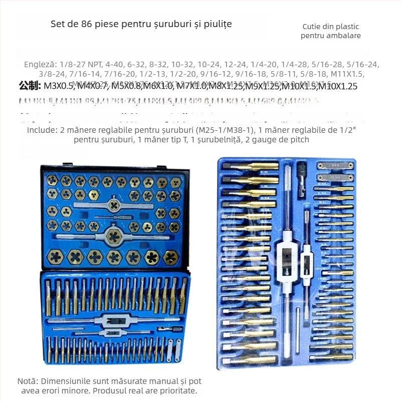 Set de filete din oțel titan, 86 de piese