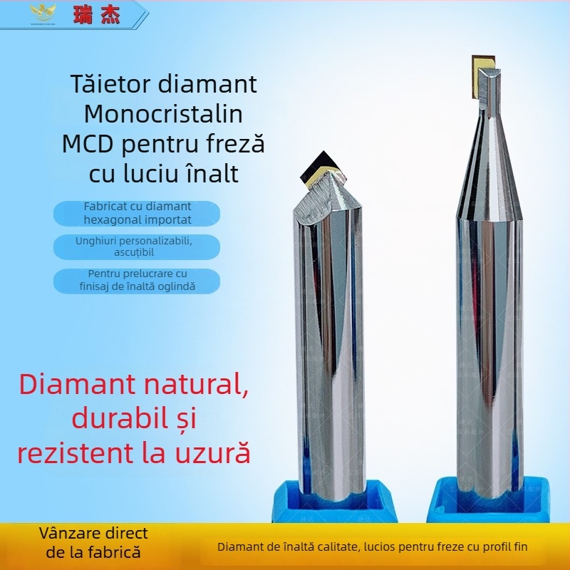 Ruijie lamă de tăiere din diamant monocristalin pentru CNC, suprafață oglindită, potrivită pentru acrilic, PVC, MDF, cupru și aluminiu