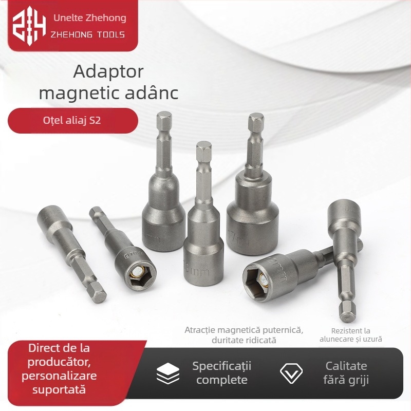 Set magnetic de biți hexagonali pentru șurubelniță electrică, Zhe Hong, material CR40