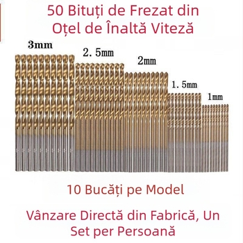 Set de 50 burghie din oțel rapid pentru brățări, proiecte de artizanat, lemn și plastic